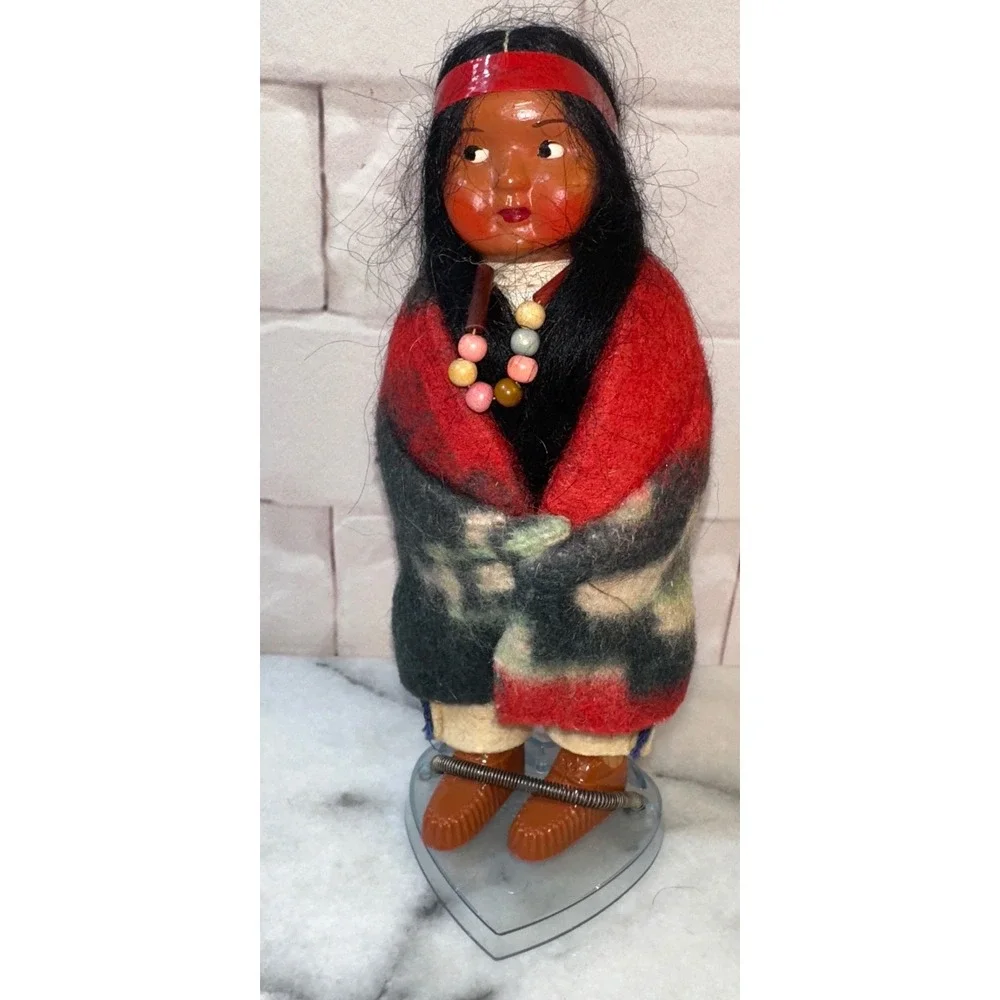 Vintage Skookum Bully Good Indian Doll 7 Inch Composition Wool Blanket Figure